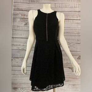 Express black lace cocktail dress, sleeveless, racer back, front zipper, size 10